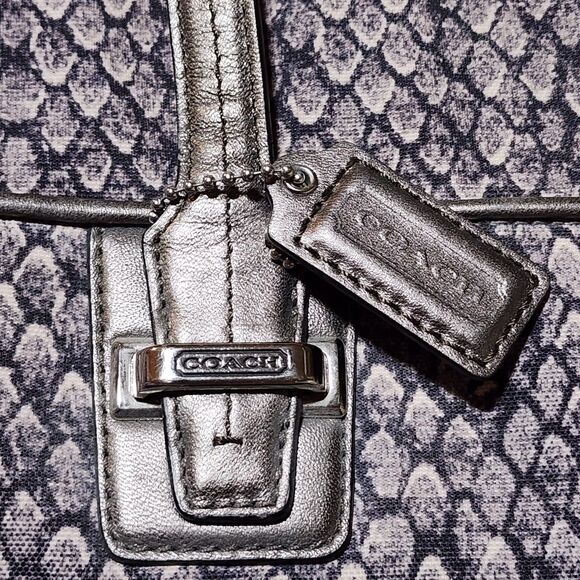 Coach Taylor Snake Print Alexis Tote Carryall Shoulder Bag Leather Trim F26034 - Picture 3 of 15